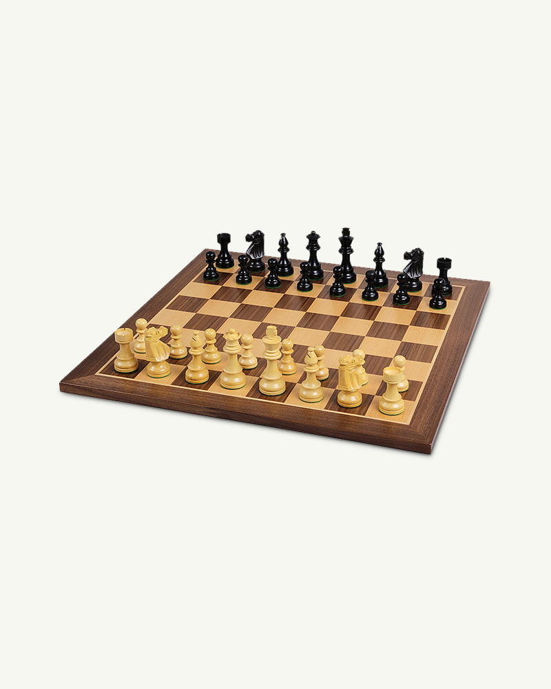 Echiquier seul en bois de noyer avec pions