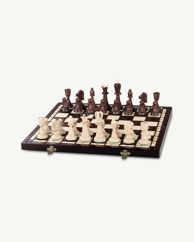 Jeu D'échecs Vintage En Bois Verni Vert - échiquier Royal Complet - Italie